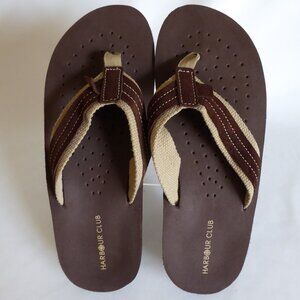 HARBOUR CLUB BRAND MENS BROWN FLIP FLOP SANDALS (NEW) NEVER WORN